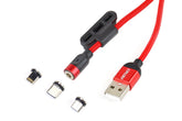 Magnetický USB kábel s koncovkami Lightning, USB-C a micro-USB