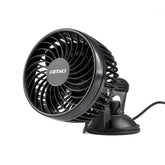 Sort bilventilator med sugekop til 24 V