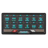 RGB 12-cestný prepínačový panel s dotykovým ovládaním – 12V / 24V ovládací panel