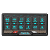 RGB 12-cestný prepínačový panel s dotykovým ovládaním – 12V / 24V ovládací panel