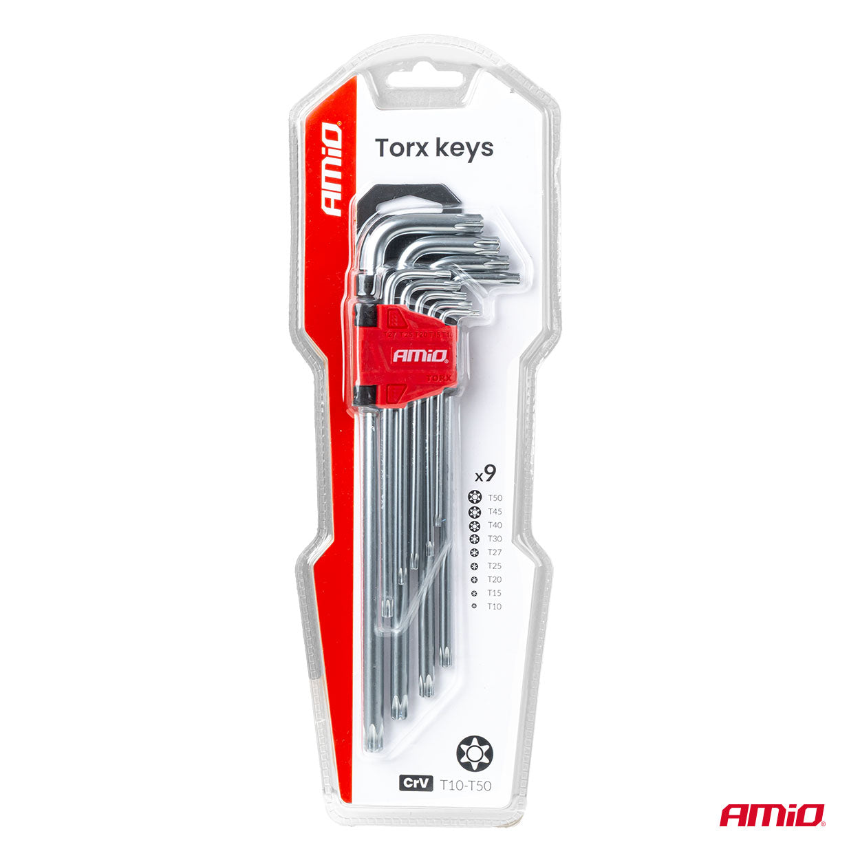 Organizér s dlhými Torx kľúčmi vo veľkostiach T10 až T50