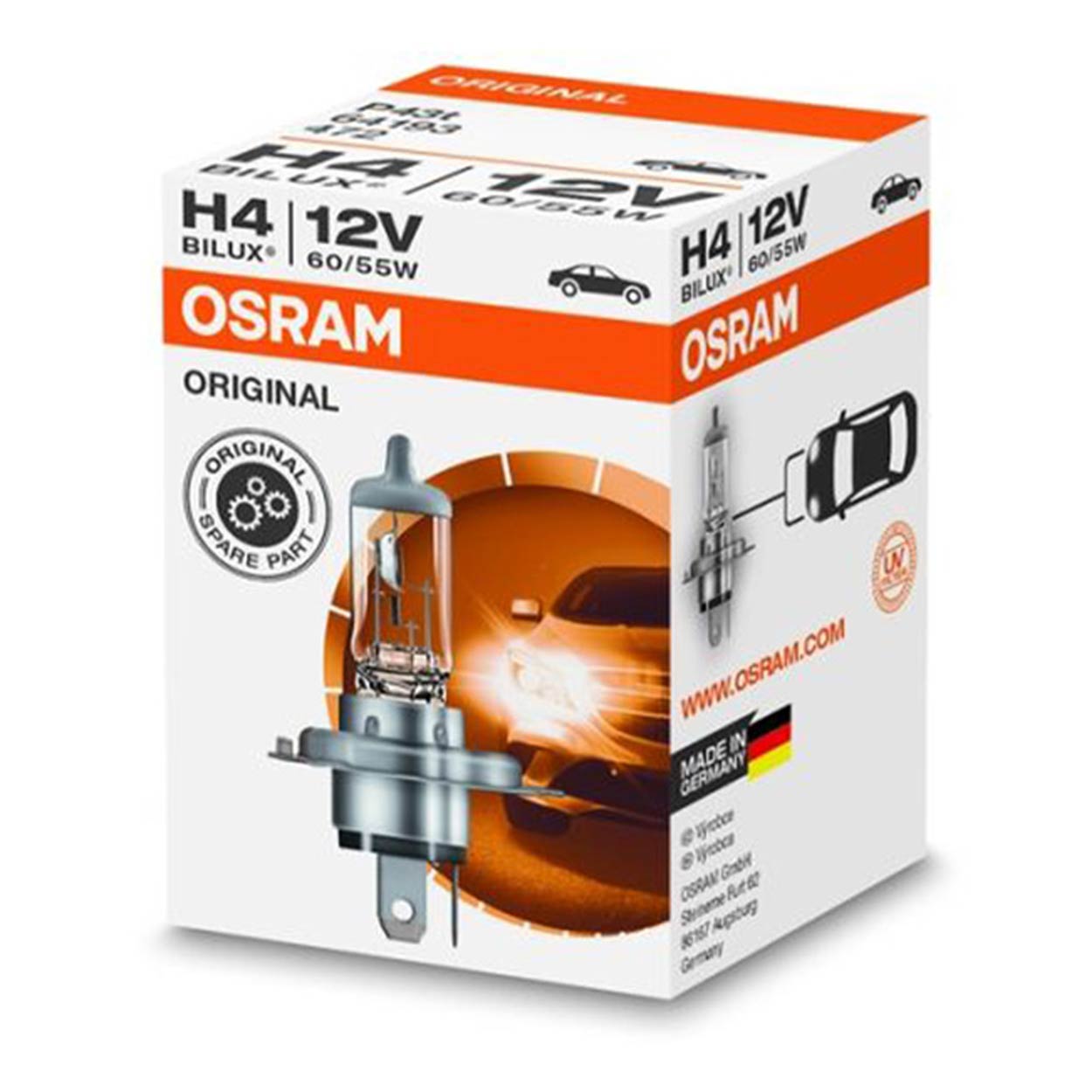 Osram H4 halogénová žiarovka 12V 60/55W s päticou P43t