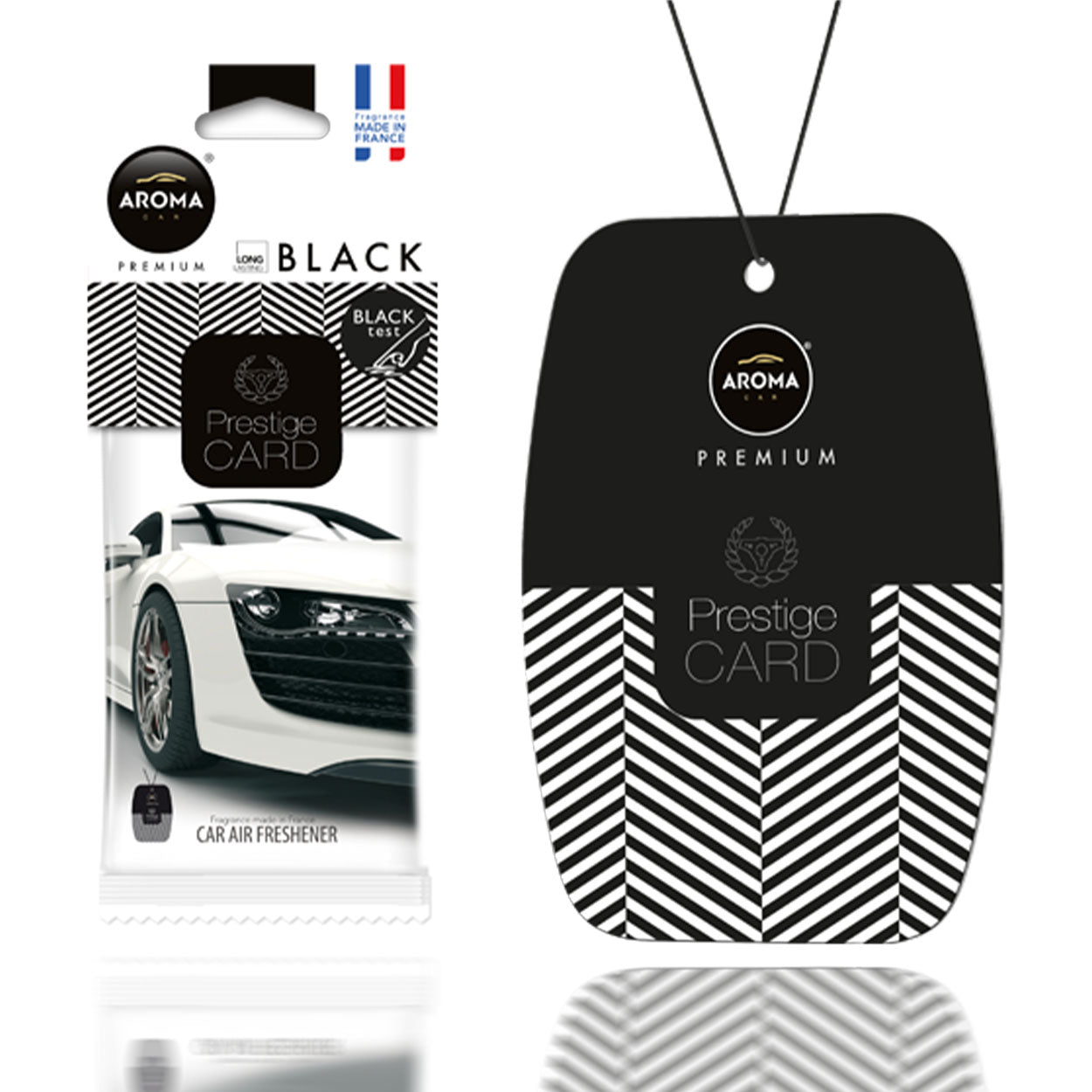 Aroma Prestige Card Black – závesná vôňa do auta z celulózy
