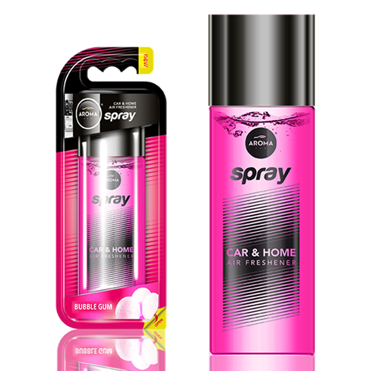 Vonný sprej do auta s vôňou bubblegum v 50 ml sklenenej fľaštičke