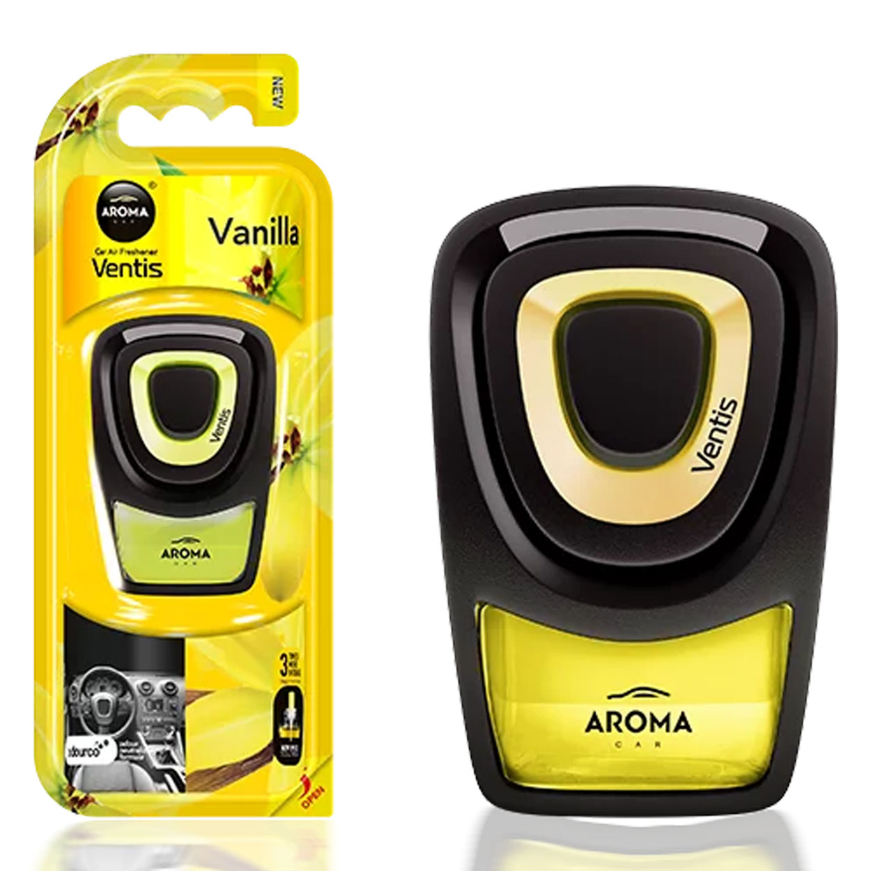 Aroma Car Ventis luftfrisker med vaniljeduft til bilens luftventil