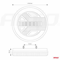 Kombinované LED zadné svetlo s rozmermi Ø140 x 38 mm