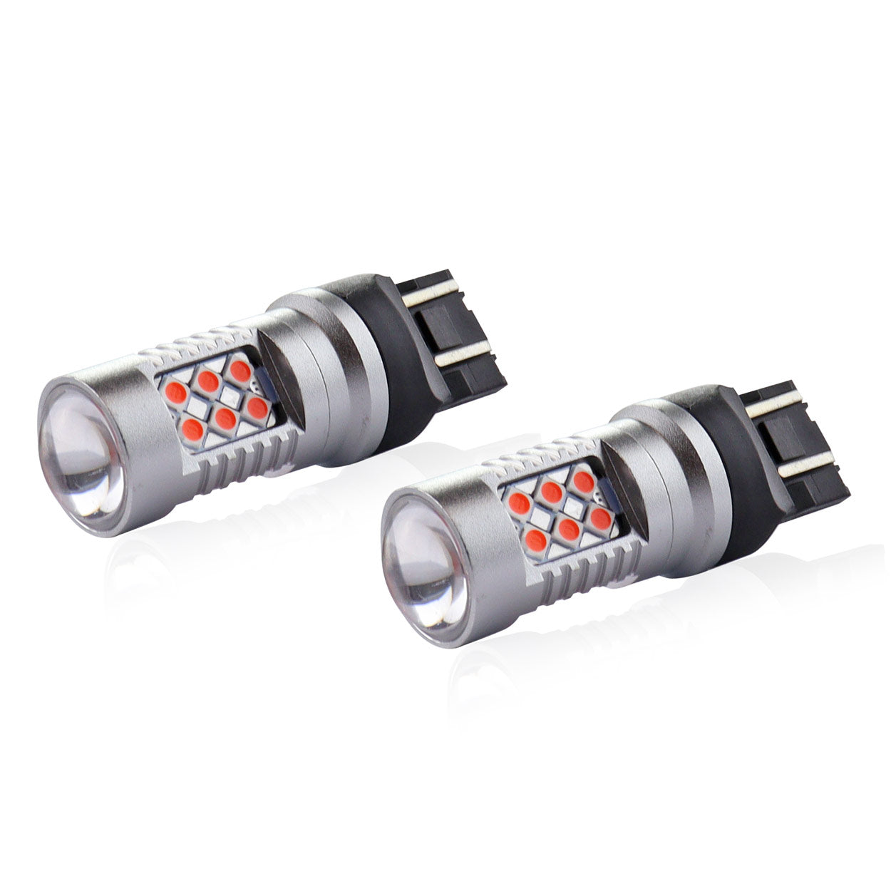 Rød T20 7443 LED-pære med dobbeltfiber