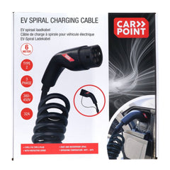 Carpoint špirálový nabíjací kábel pre elektromobily Type 2 na Type 2, 32 A, 3-fázový, 6 metrov 