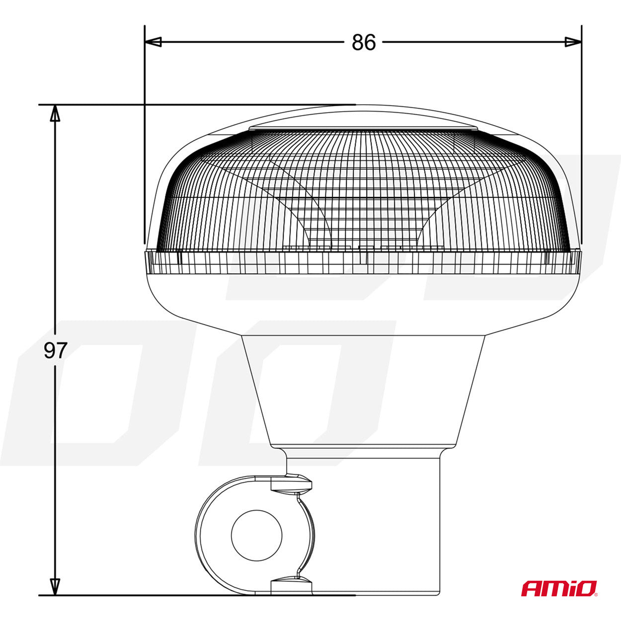 LED-advarselslampe med 18 lysdioder