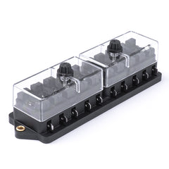 Sikringsboks med 10 pladser til UNI/ATO-pladesikringer