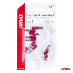Fortinnede snap-kabelsko han, 4 mm diameter