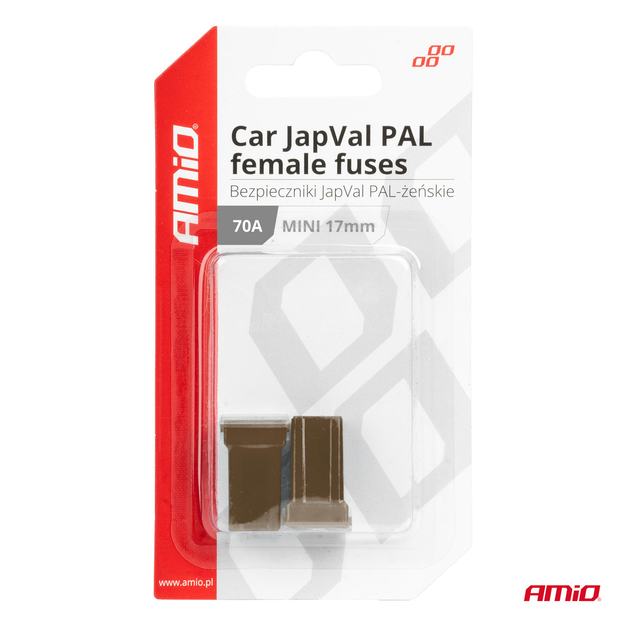 Pakke med JAPVAL PAL female minisikringer på 70 A
