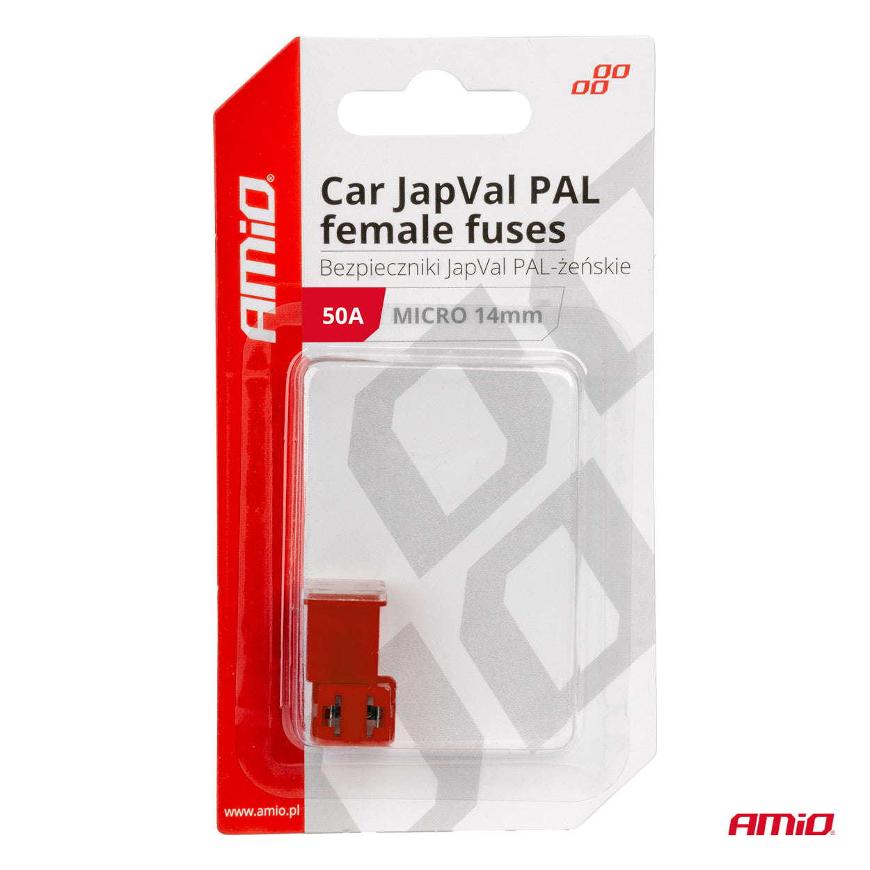 JAPVAL PAL female-mikrosikringer 50 A i blisterpakke