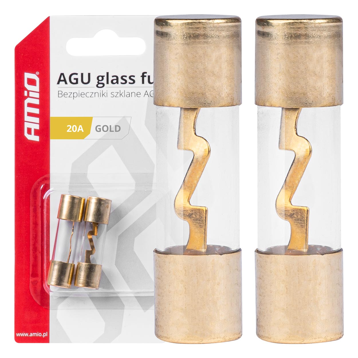 20 A AGU sklenené poistky, 38 x 10,3 mm