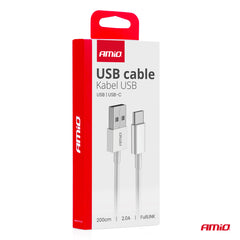 USB-A til USB-C kabel med 2A opladning