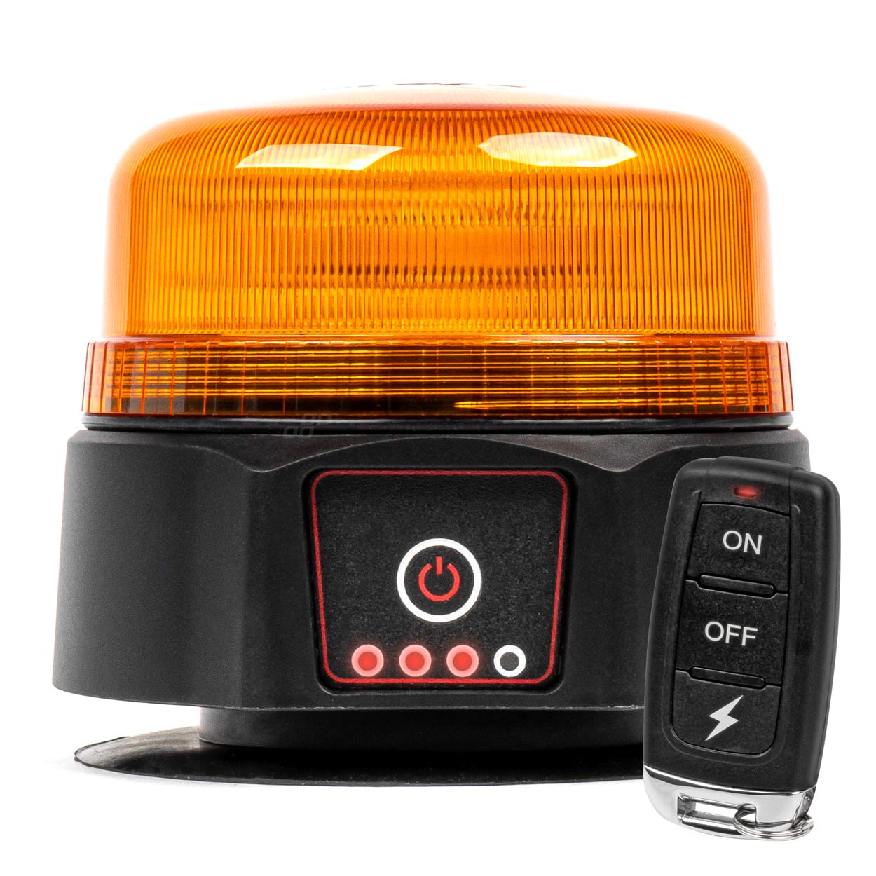 LED-advarselslampe med orange lys set forfra