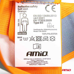 Orange refleksvest med refleksstriber