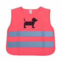 Pink refleksvest til børn med hundemotiv