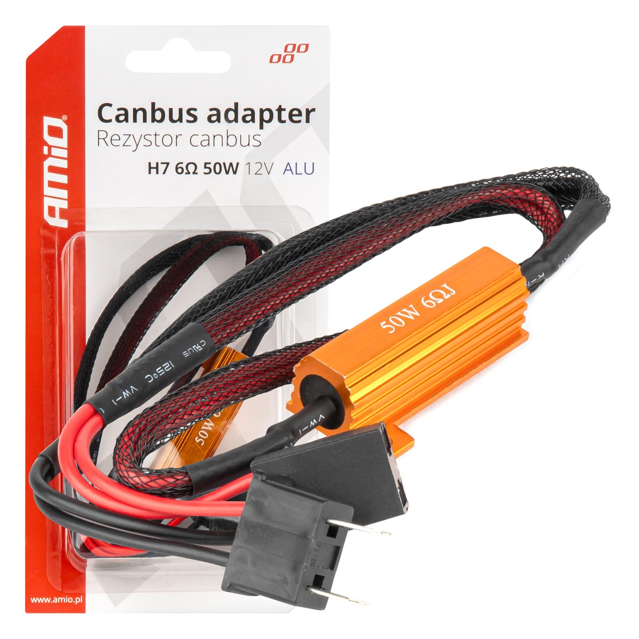 CANBUS-modstand 6 Ω 50 W med H7-stik og aluminiumshus