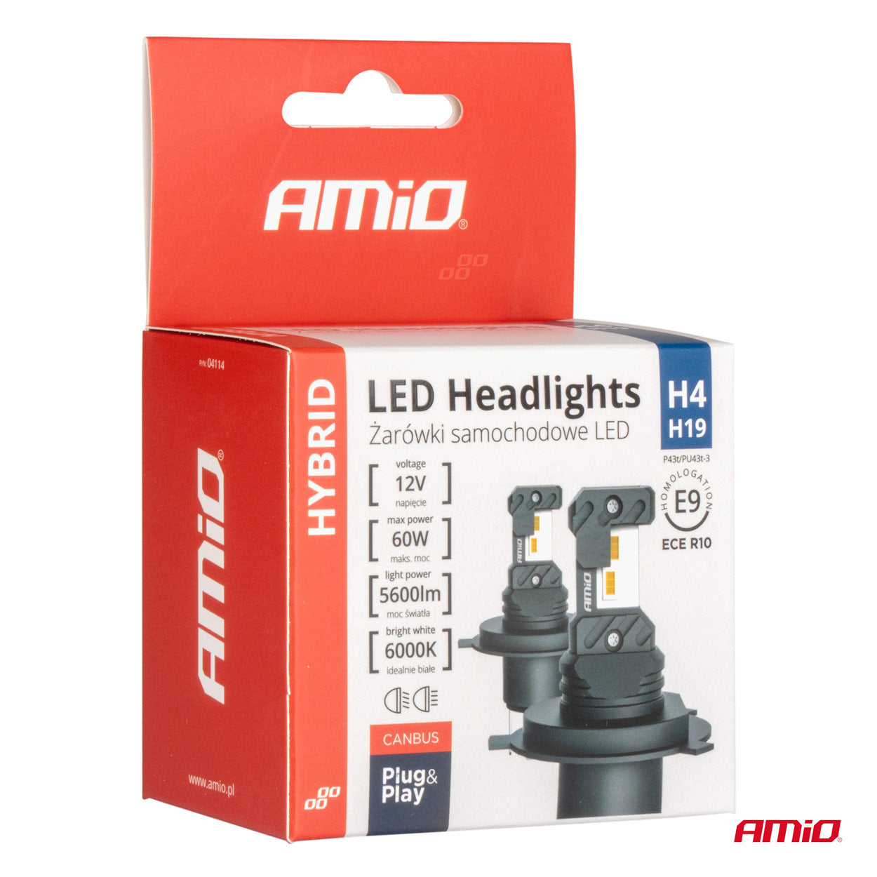 LED-pærer H4 og H19 til forlygter med 6000K lys