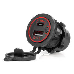 Vandtæt telefonoplader til 12/24V med USB- og USB-C-porte