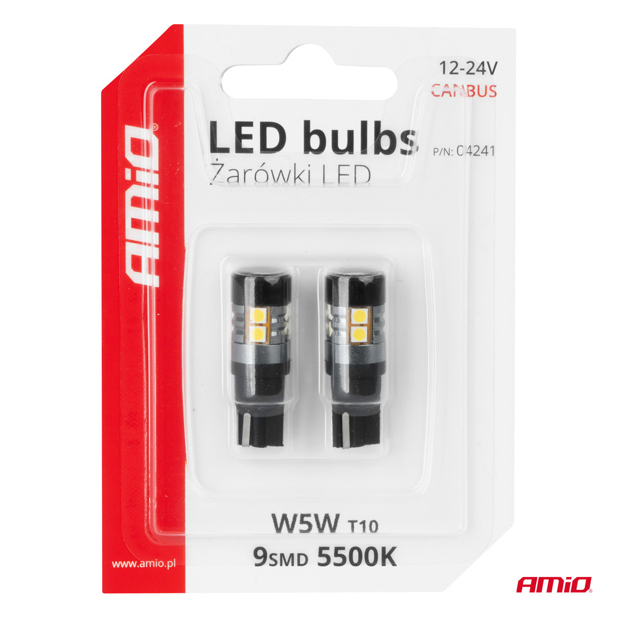 LED-pære T10 W5W til nummerplade- og kabinebelysning