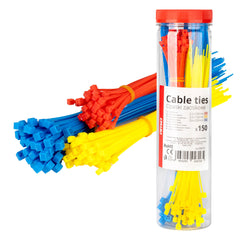 Sæt med farvede kabelbindere i forskellige størrelser
