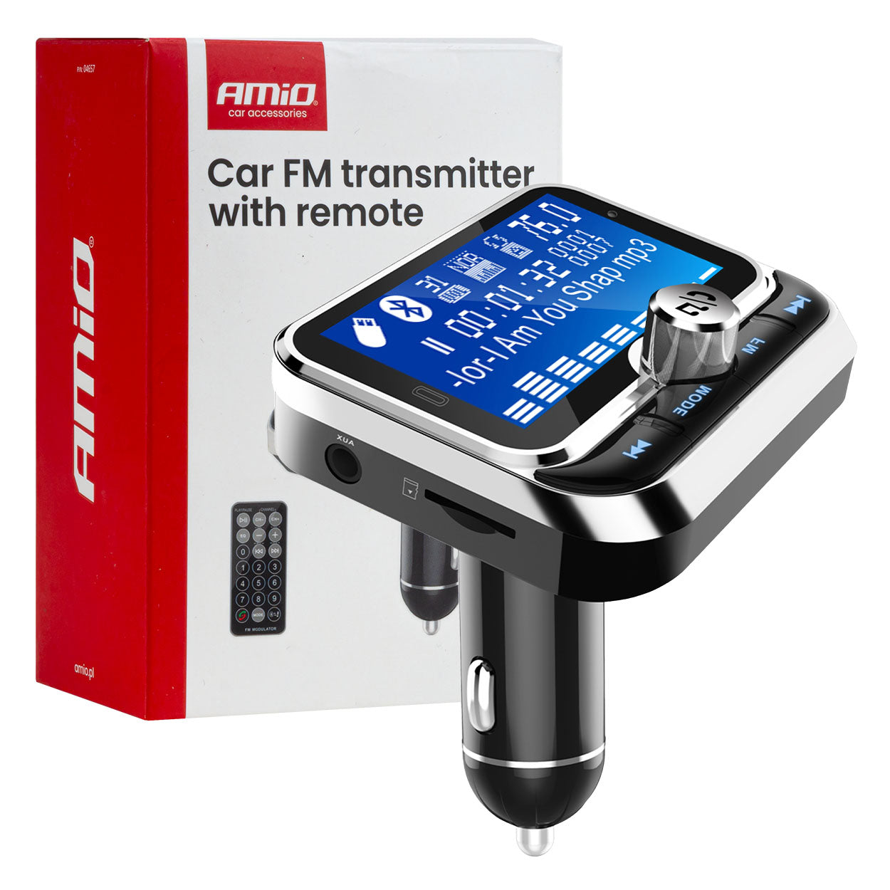 FM transmitter med fjernbetjening og 2 USB-porte