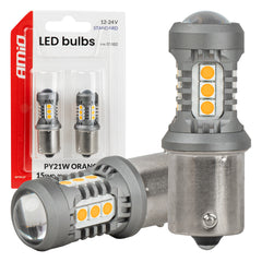 Oranžová LED žiarovka s päticou BAU15S/PY21W