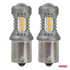 LED žiarovka BAU15S/PY21W s 15 SMD 3030 LED diódami
