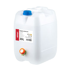 Biely 20-litrový kanister na vodu z HDPE plastu s kohútikom