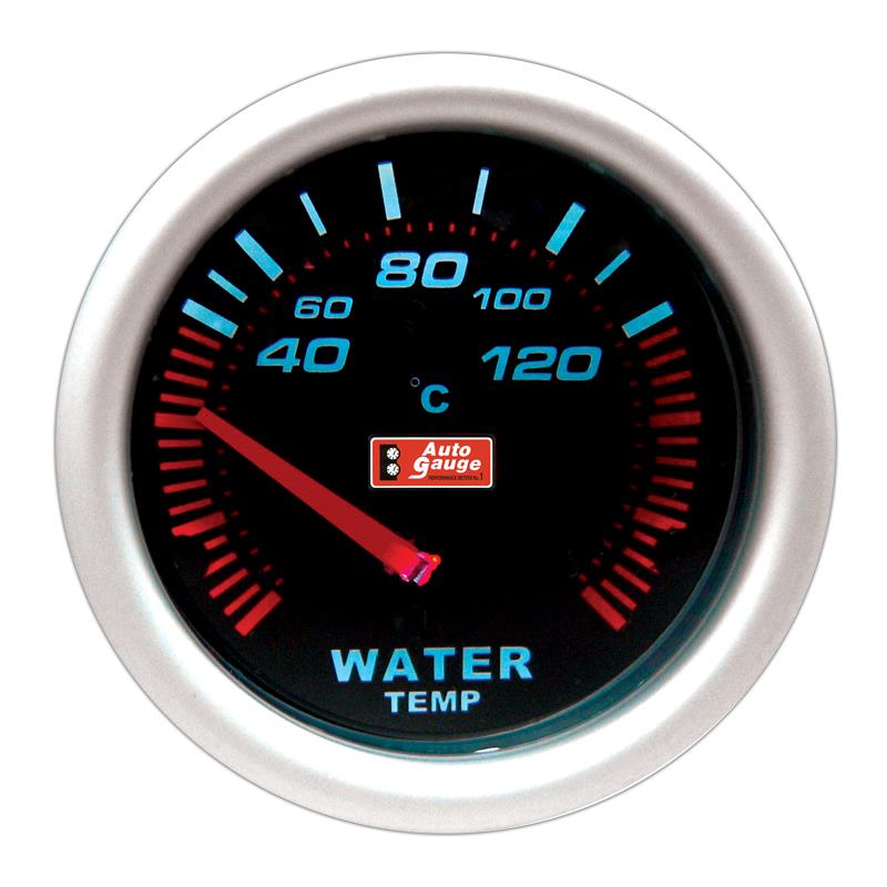 Ukazovateľ teploty vody čierny 5,8 cm Auto Gauge