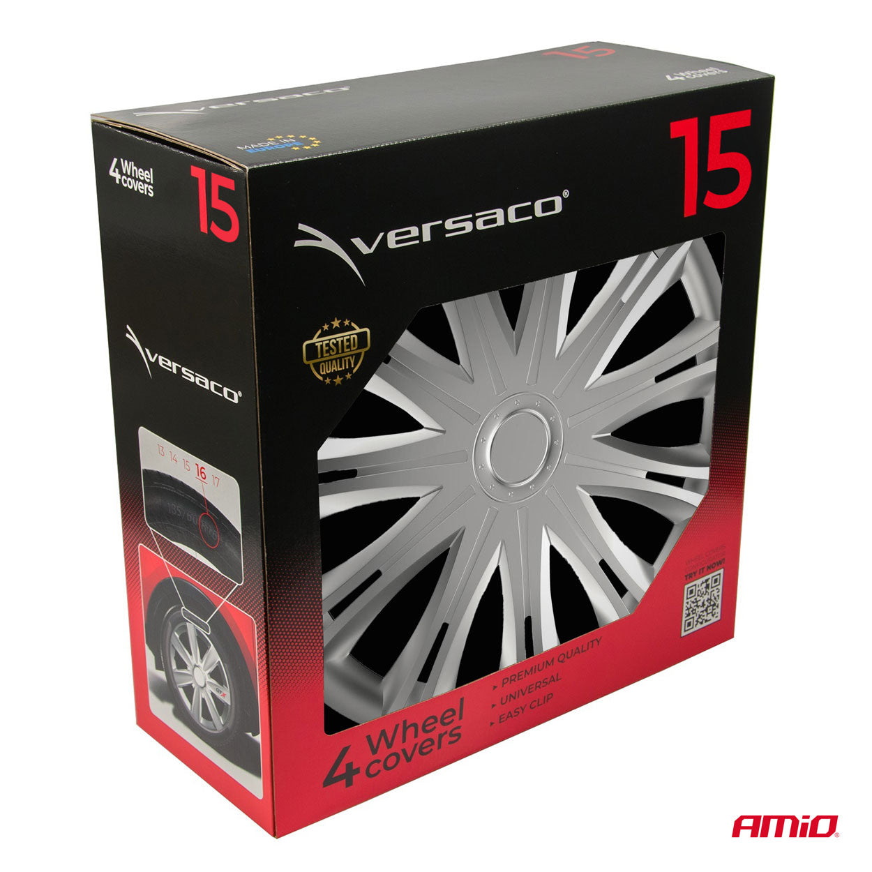 Versaco Spark kryty kolies v striebornej farbe pre 15-palcové oceľové disky