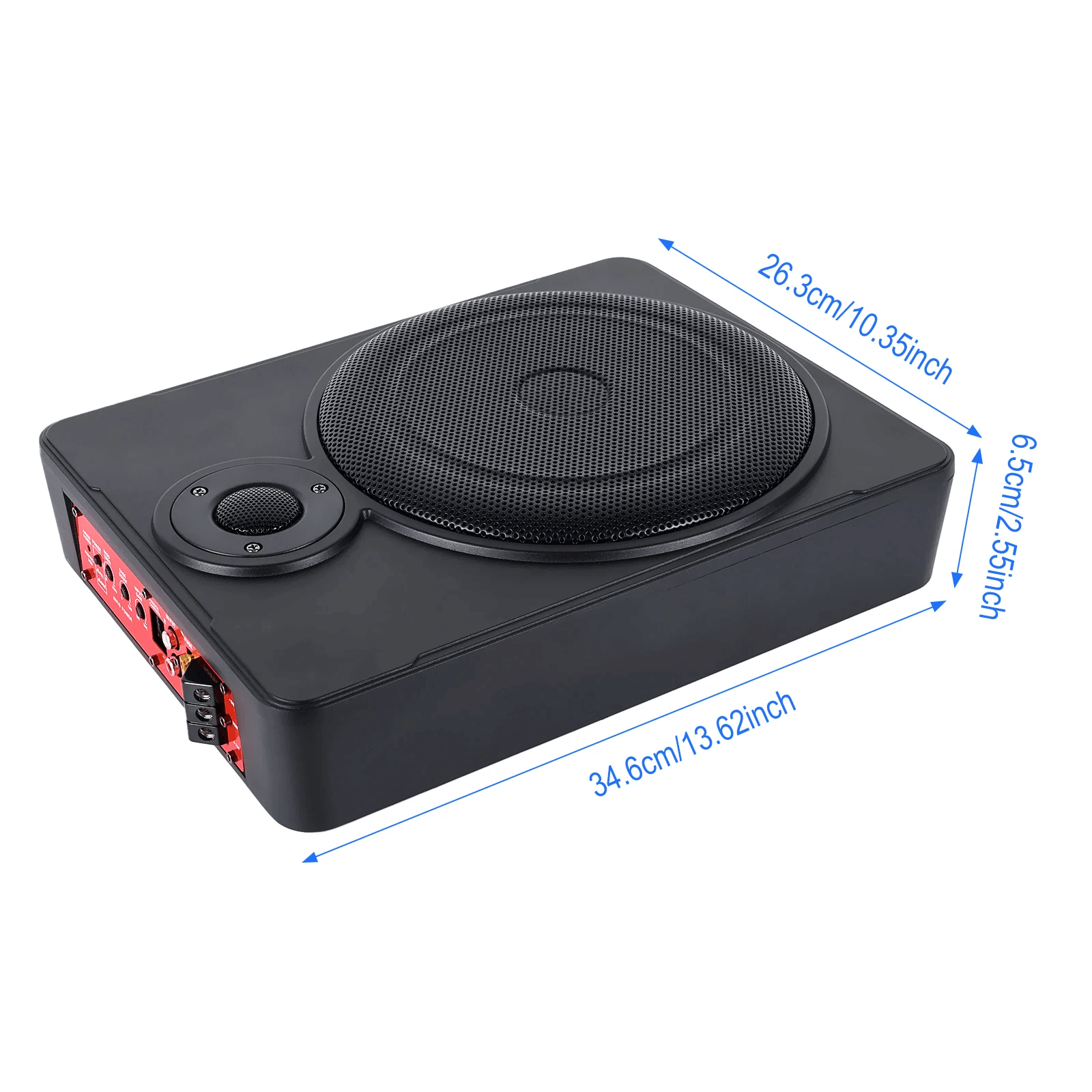 10” slim aktívny subwoofer do auta – 600 W pod sedadlo, kompaktný dizajn, silné basy, montáž pod sedadlo