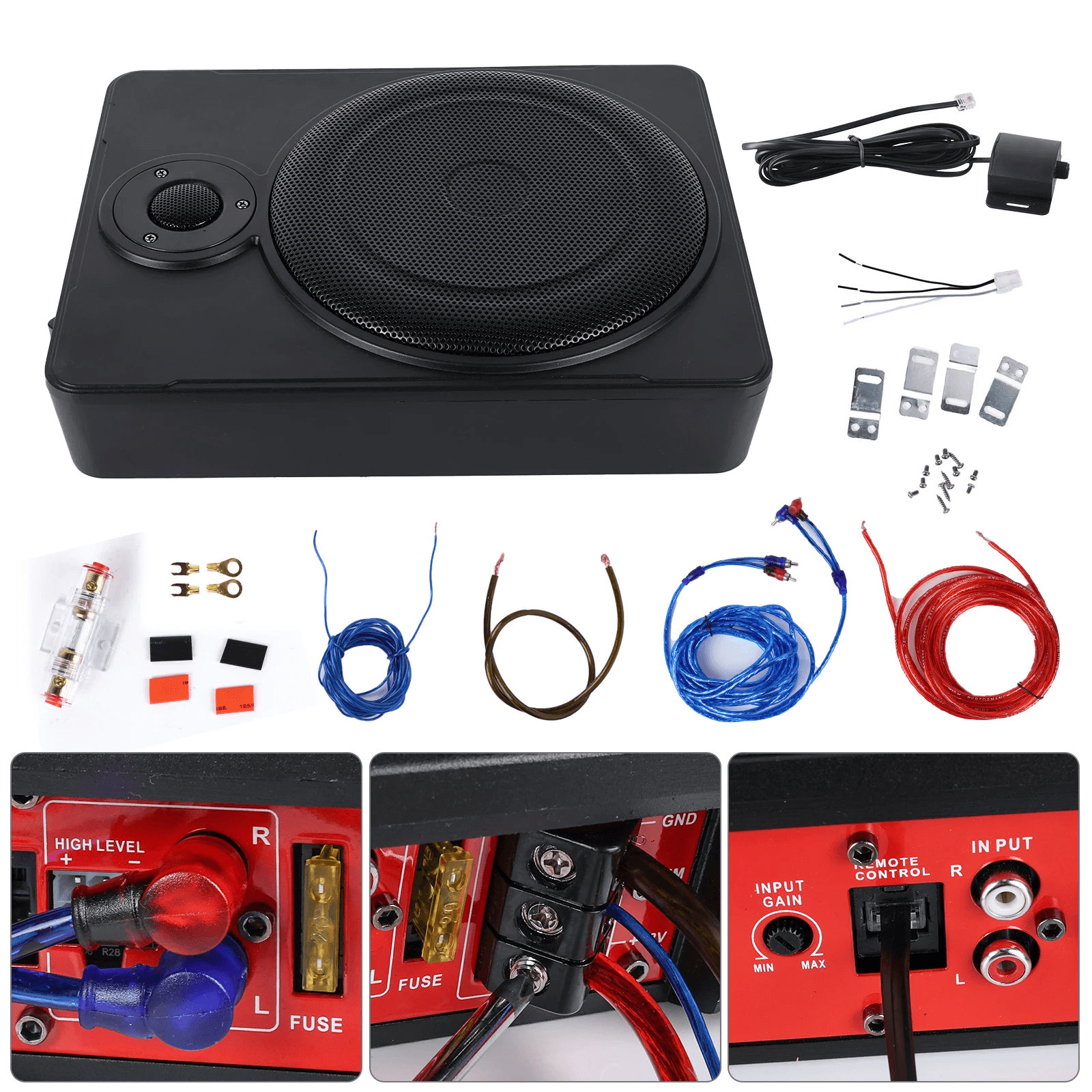 10” slim aktívny subwoofer do auta – 600 W pod sedadlo s príslušenstvom a možnosťami inštalácie