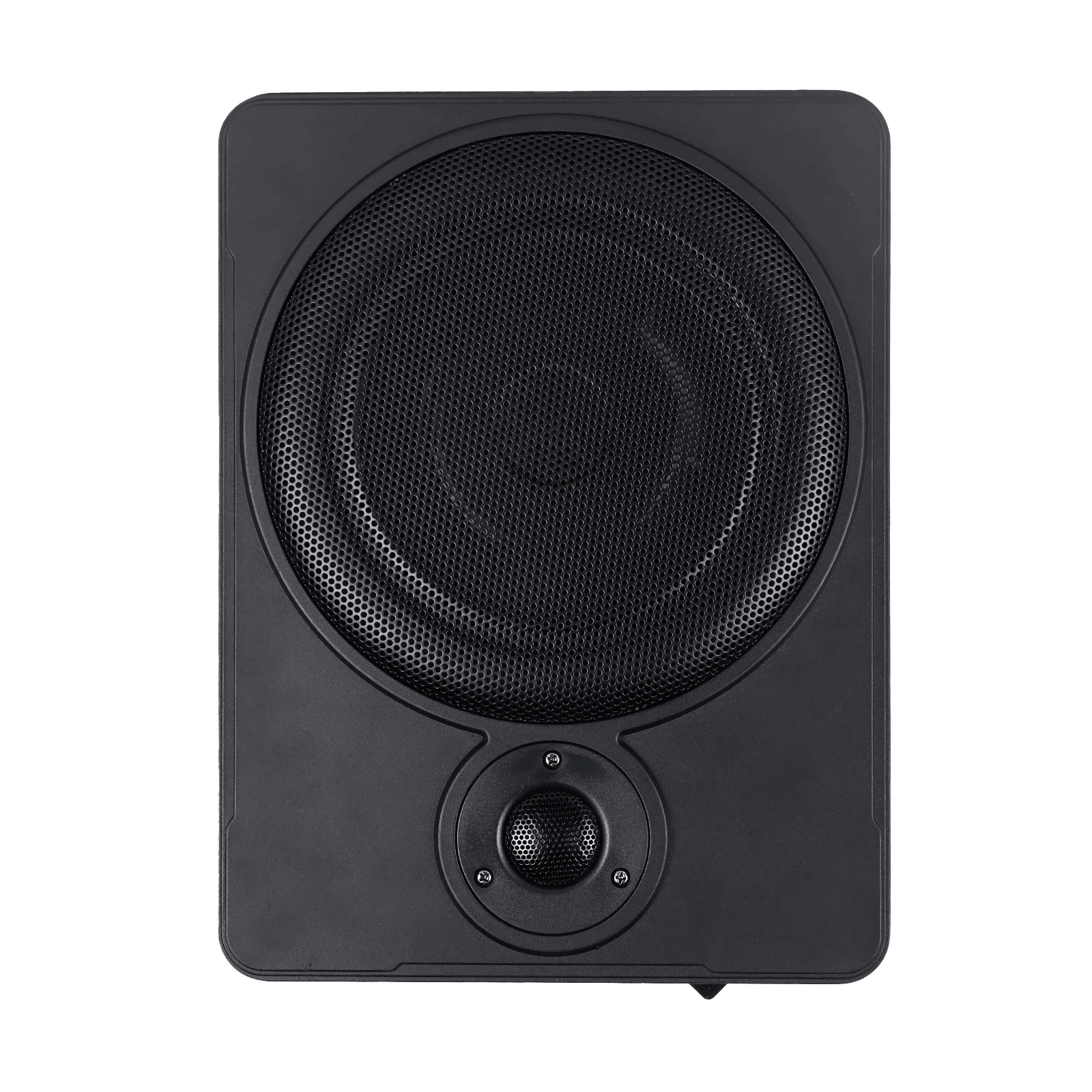 10” slim aktívny subwoofer do auta – 600 W pod sedadlo, obrázok tenkého aktívneho subwoofera pre ozvučenie auta.