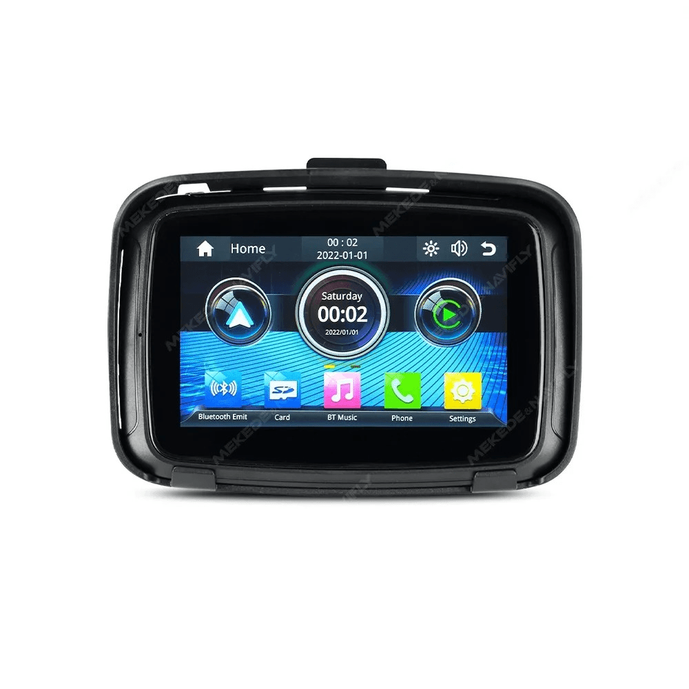 5” CarPlay til Motorcykel med Etui – Trådløs Apple CarPlay & Android Auto skærm med brugervenligt interface.