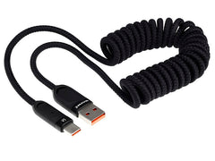 WAYME USB-C nabíjací kábel so špirálovým dizajnom v čiernej farbe, 50–180 cm