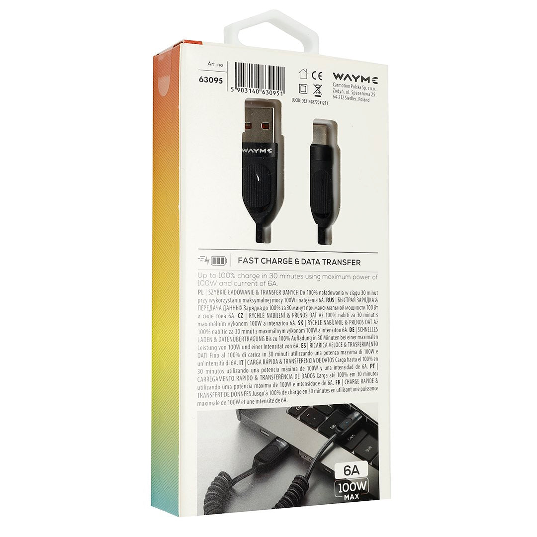 Opletený USB-C kábel na nabíjanie a synchronizáciu s výkonom až 100 W