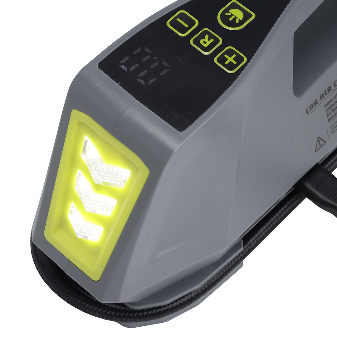 Kompaktný vzduchový kompresor na 12V a 230V s LED baterkou