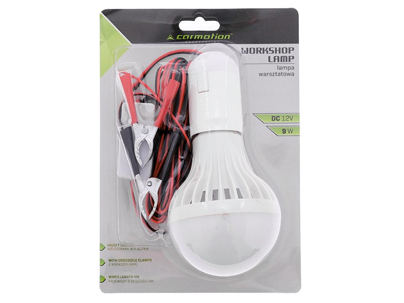 LED dielenská lampa s integrovaným vypínačom a krokosvorkami