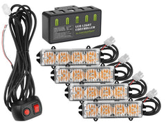 CARMOTION výstražné svetlá 12V 16W sada 4 ks s diaľkovým ovládaním