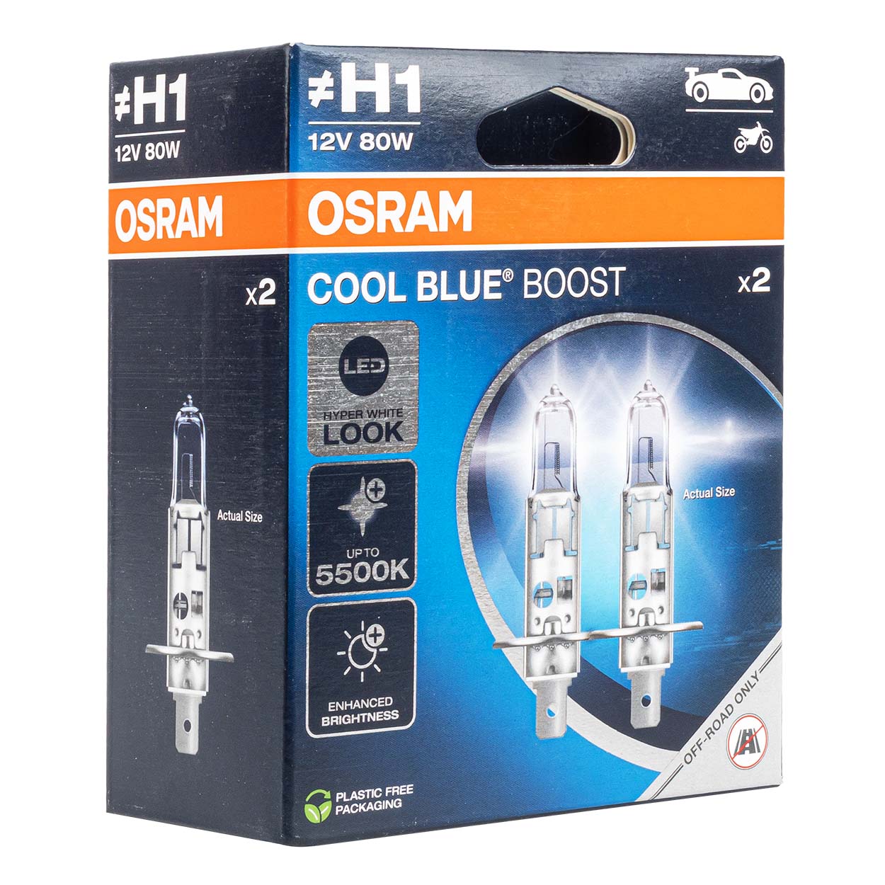Halogénové žiarovky Osram H1 12V 55W P14,5s Cool Blue Boost 5500K, 2 ks