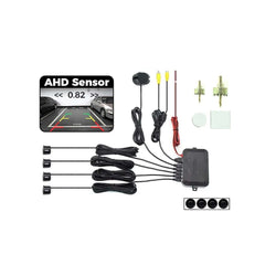 Parkeringssensor-sæt med 4 sensorer og bakkamera – visning på radio – Bilmedie.dk