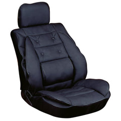 Carpoint podsedák s bedrovou opierkou, kožený vzhľad, čierny 