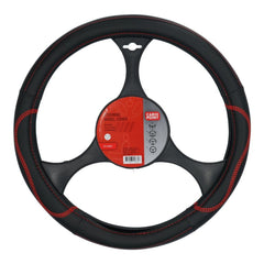 Poťah na volant Carpoint z PU kože, čierny s červenými detailmi, 37–39 cm 