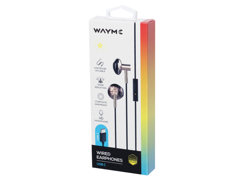 WAYME USB-C slúchadlá – in-ear s mikrofónom a potlačením hluku 