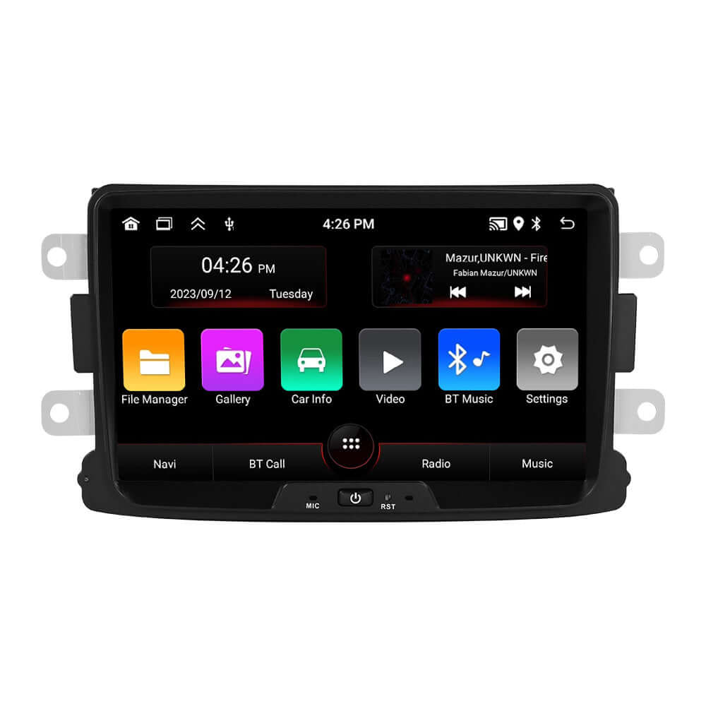 Renault/Dacia – 8" Radio m. Apple CarPlay og Android Auto, med moderne teknologi og brugerflade.