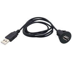 USB predlžovací kábel pre autorádio – USB samec na samicu s montážou do panelu 