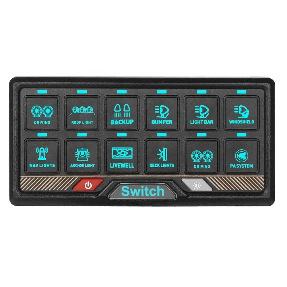 RGB 12-cestný prepínačový panel s dotykovým ovládaním – 12V / 24V ovládací panel 